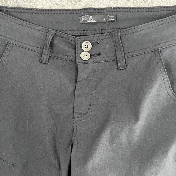 Prana Halle Shorts Women's 6 Black Stretch Performance Outdoor Hiking - Picture 2 of 7